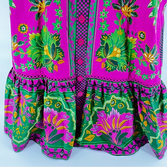 NWT FARM Rio Ana Tapestry Pink Midi Dress Sz xs tropical button up cottagecore - Picture 6 of 16